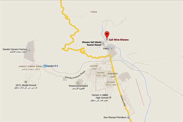 Map of Khewra Salt Mines
